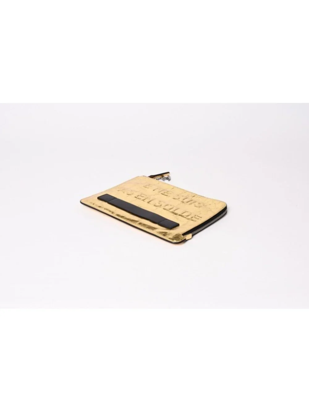 Chanel Votez Coco Clutch CC Logo Crinkle Leather Metallic Gold